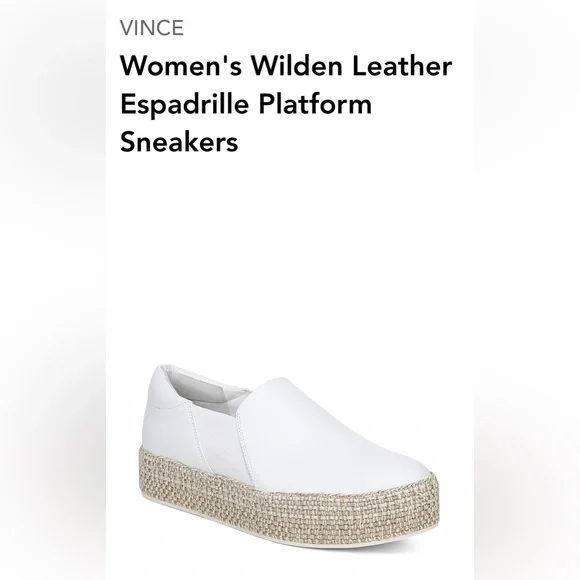 Vince Wilden white leather slip-on espadrille platform sneaker 38.5 8.5 worn 3x - Picture 2 of 9